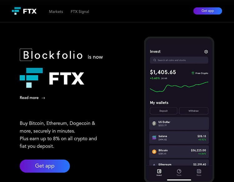 BlockFolio (FTX) tracking app