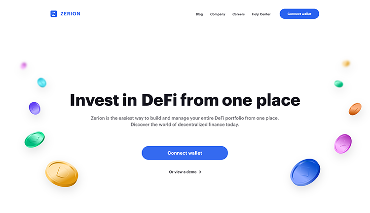 Zerion DeFi interface
