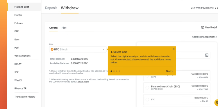 BInance Witdrawals