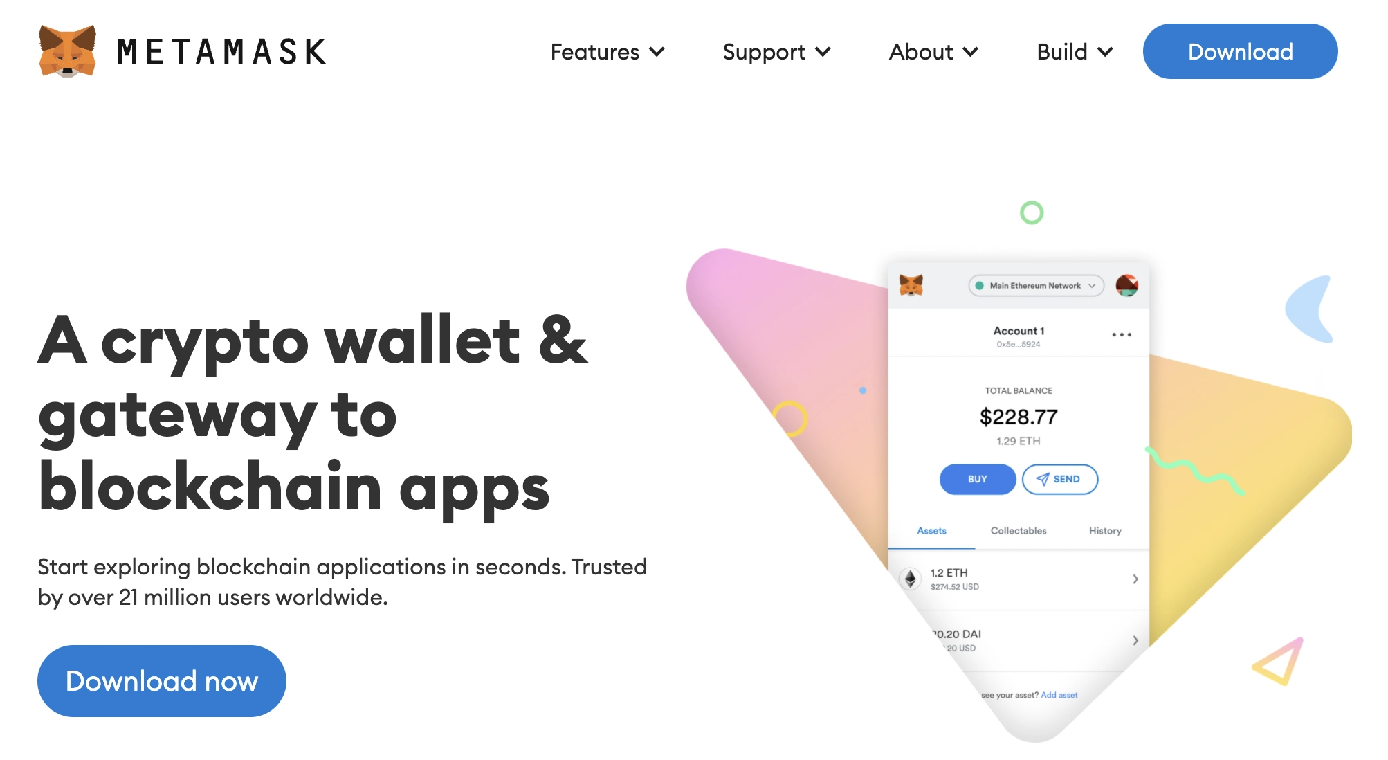 Metamask homepage