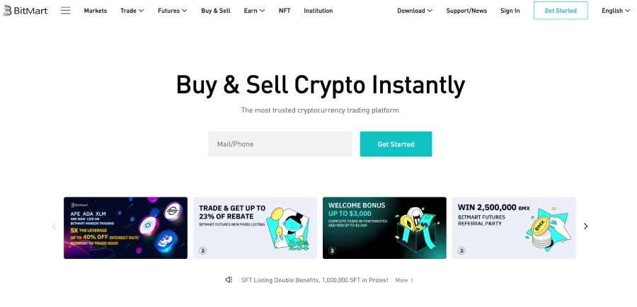BitMart homepage