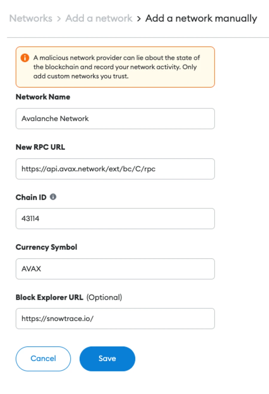 avalanche network details