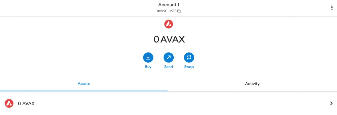 AVAX coin on MetaMask