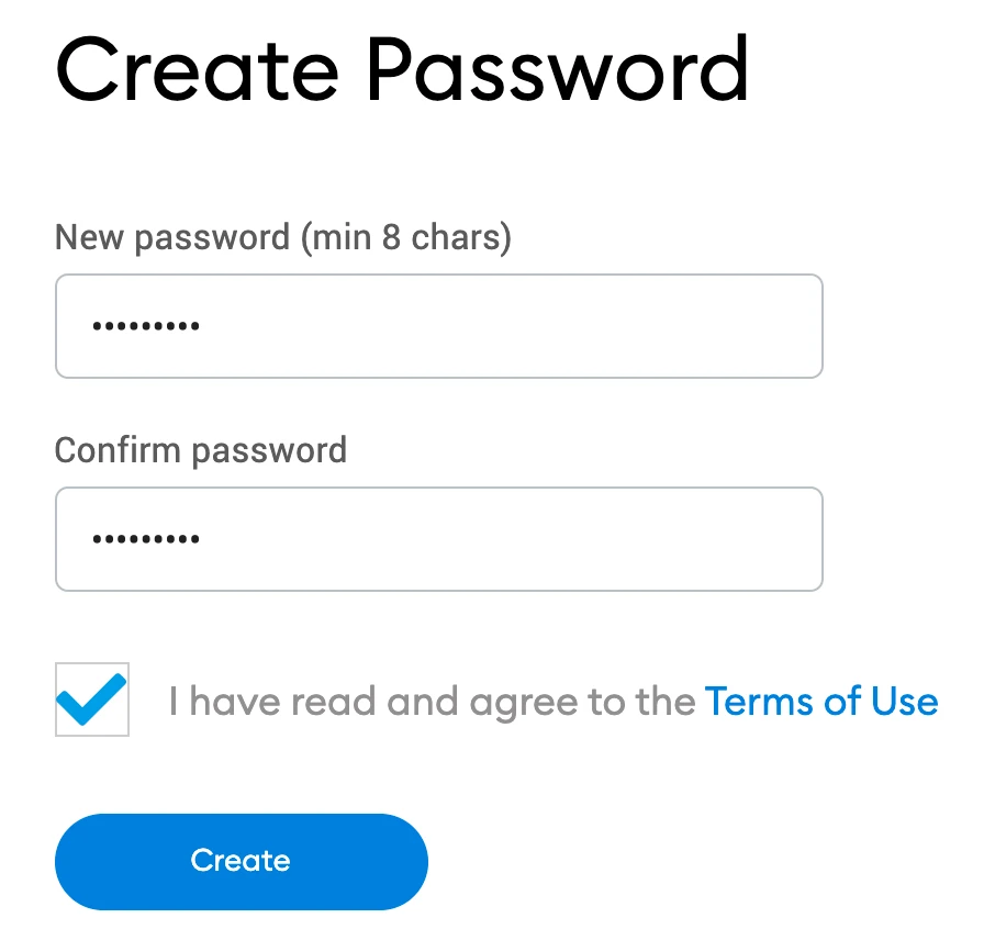 create password for wallet