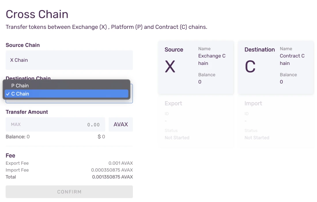 Selecting destination chain