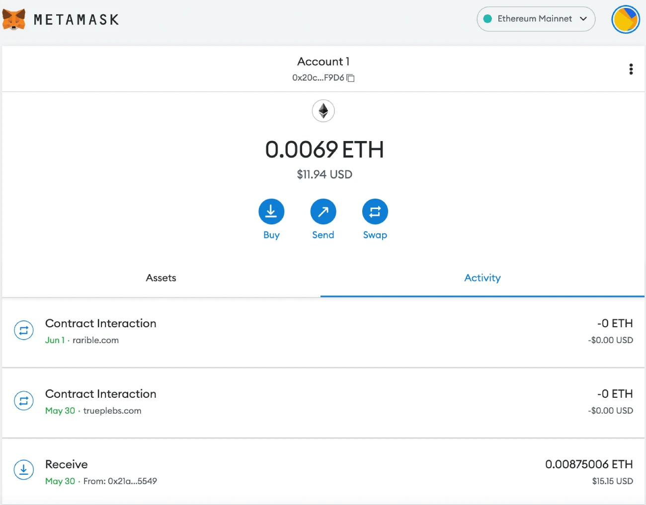 Vue étendue de MetaMask