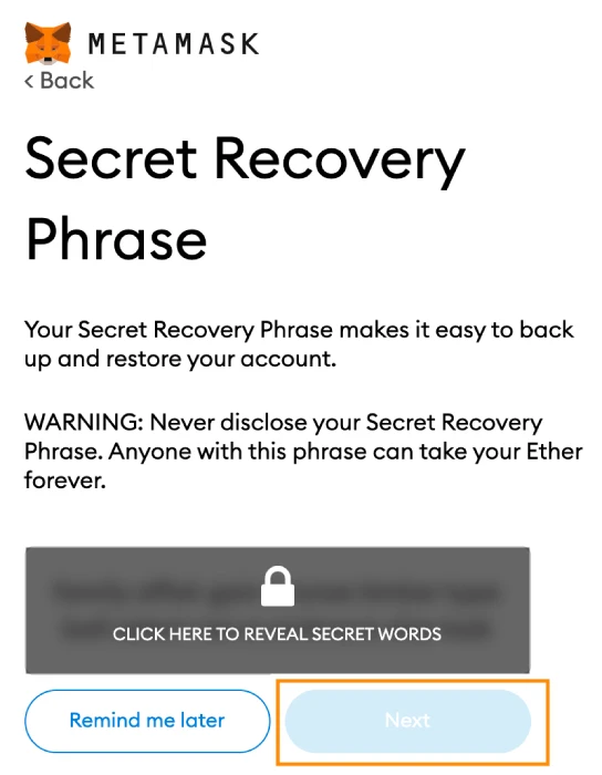 Secret recovery phrase