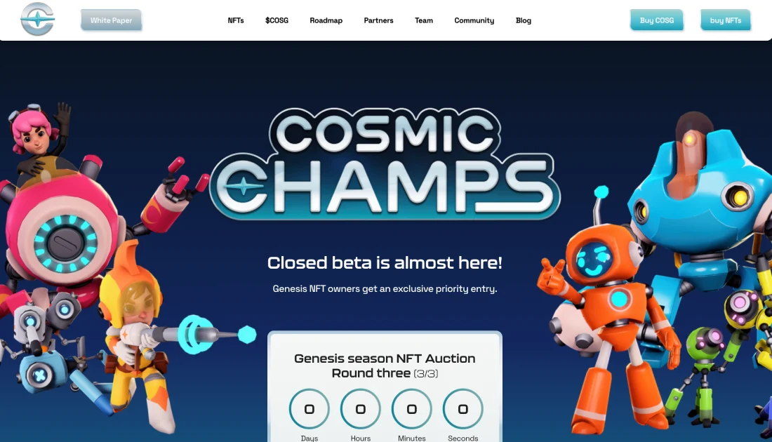 cosmic champs homepage Best NFT Games [The Ultimate Guide 2022]