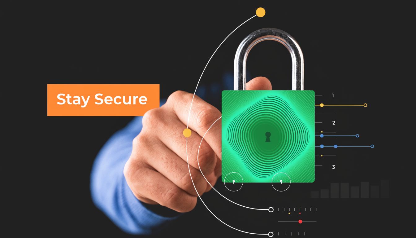 A hand touching a digital padlock symbol representing cybersecurity and protection on a dark background.