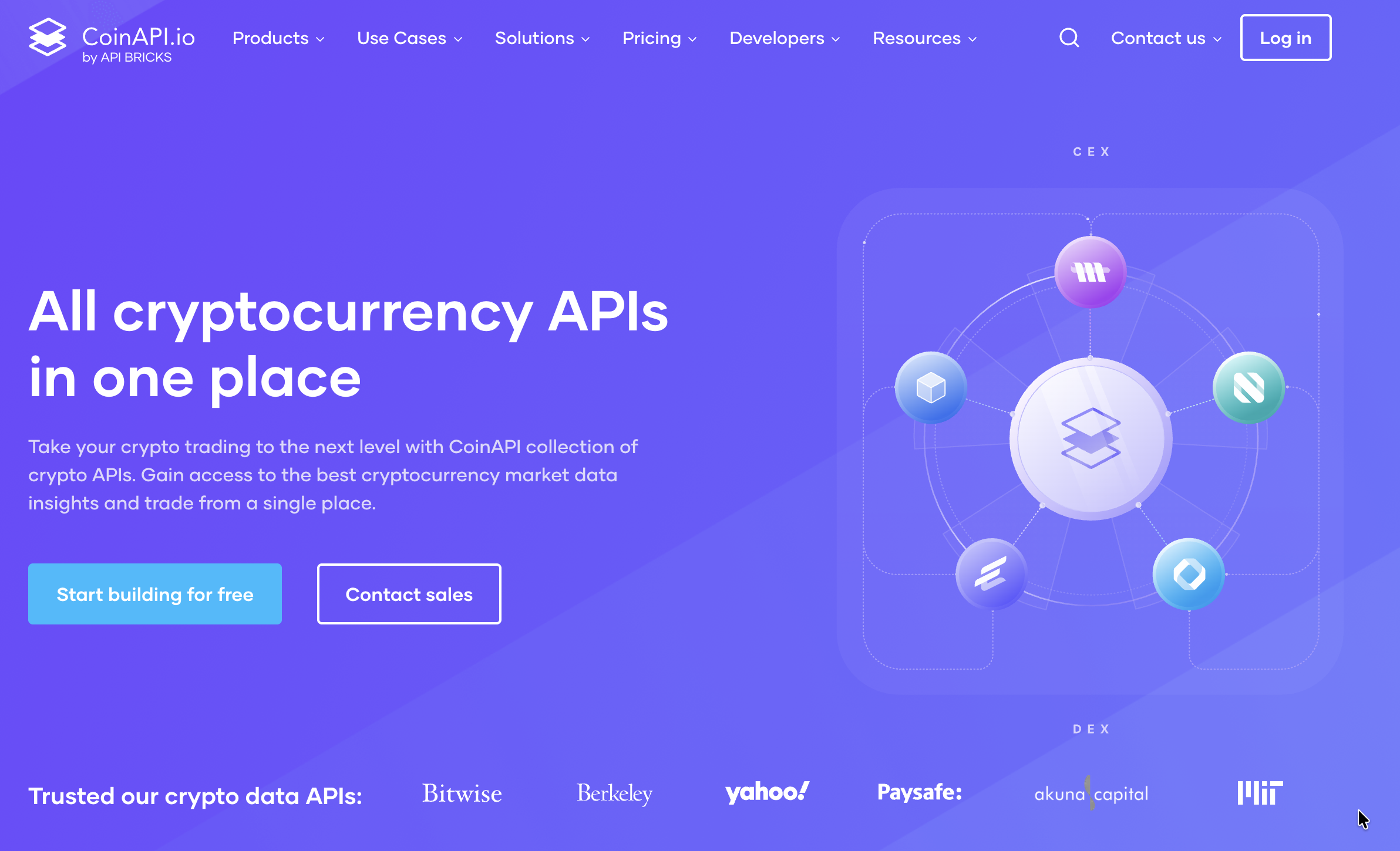 CoinAPI cryptocurrency market data API website