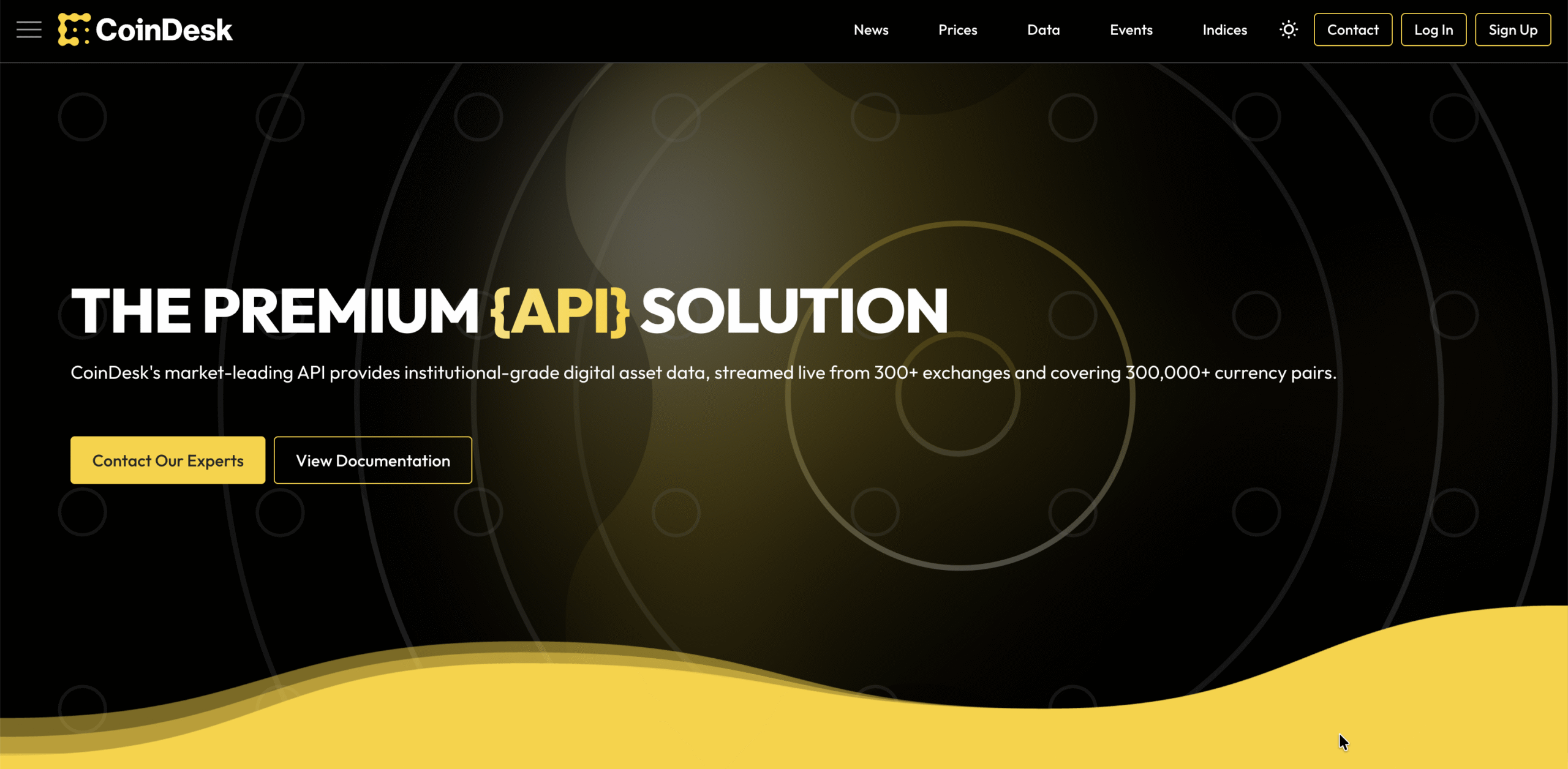 CoinDesk Data institutional digital asset data homepage