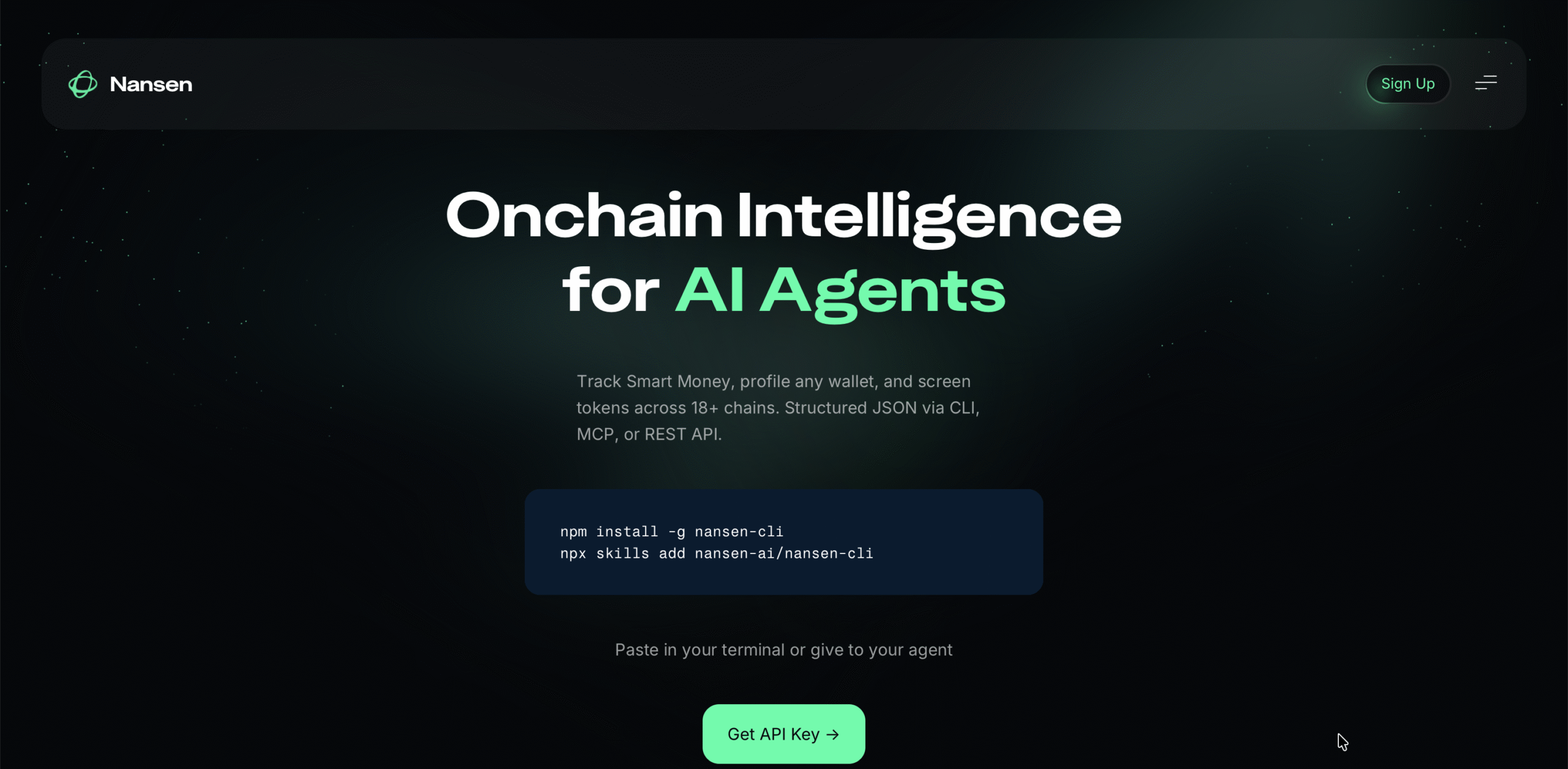 Nansen smart money onchain intelligence homepage