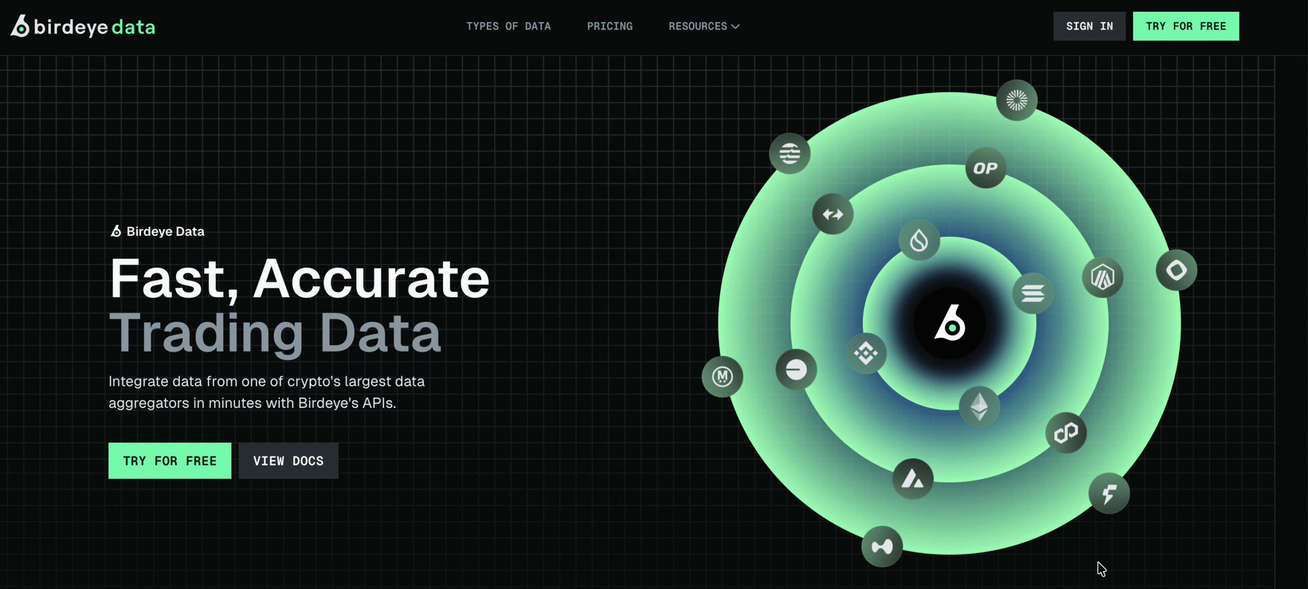 Birdeye onchain and DEX market data homepage