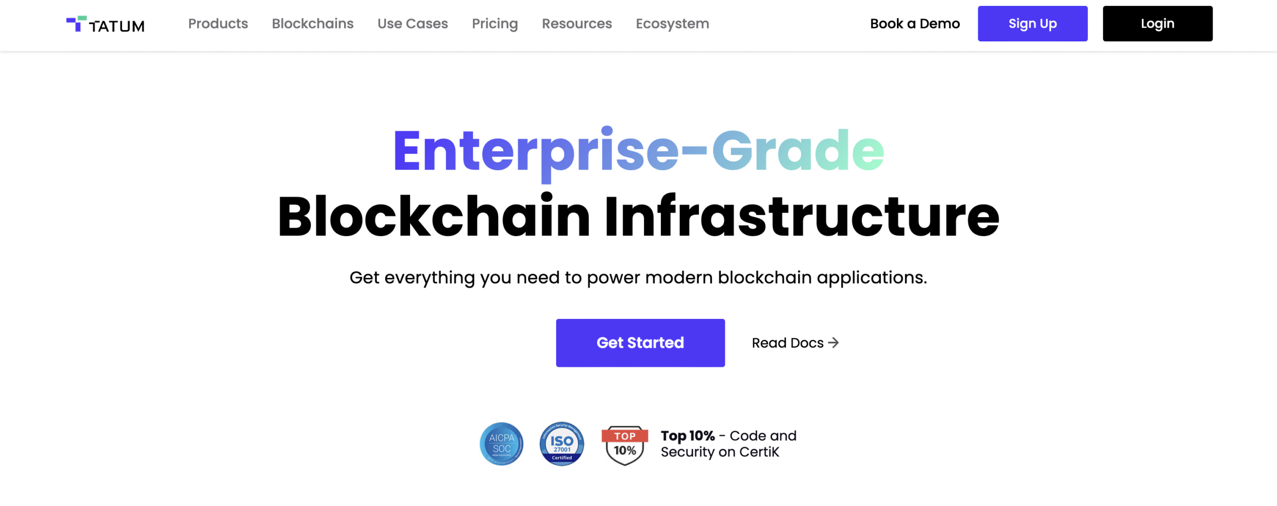 Tatum RPC and data platform homepage