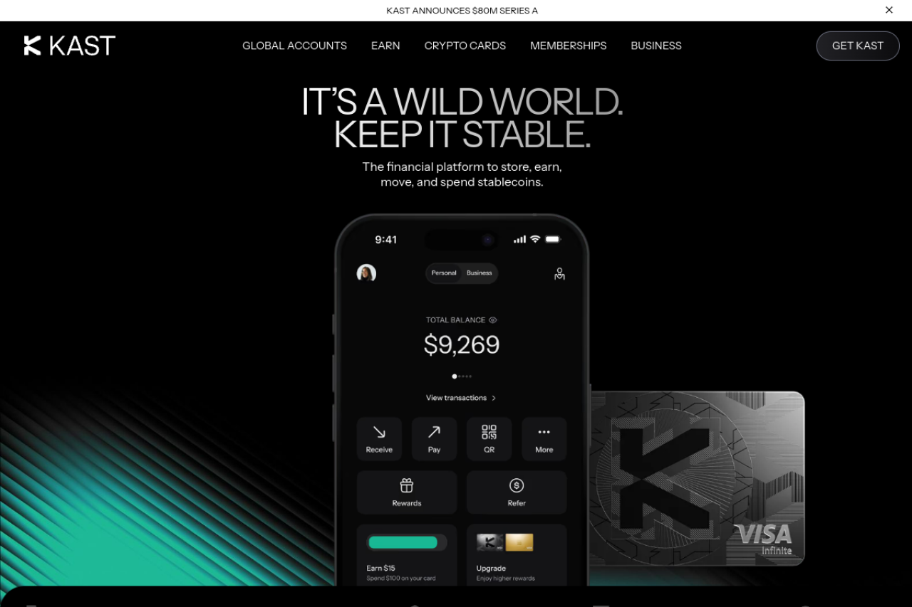Kast stablecoin card website
