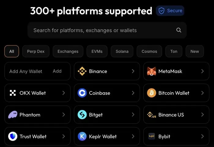 CoinStats Connect Portfolio screen showing MetaMask among 300+ supported wallets and exchanges