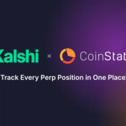 Kalshi and CoinStats logos side by side above the words Track Every Perp Position in One Place.