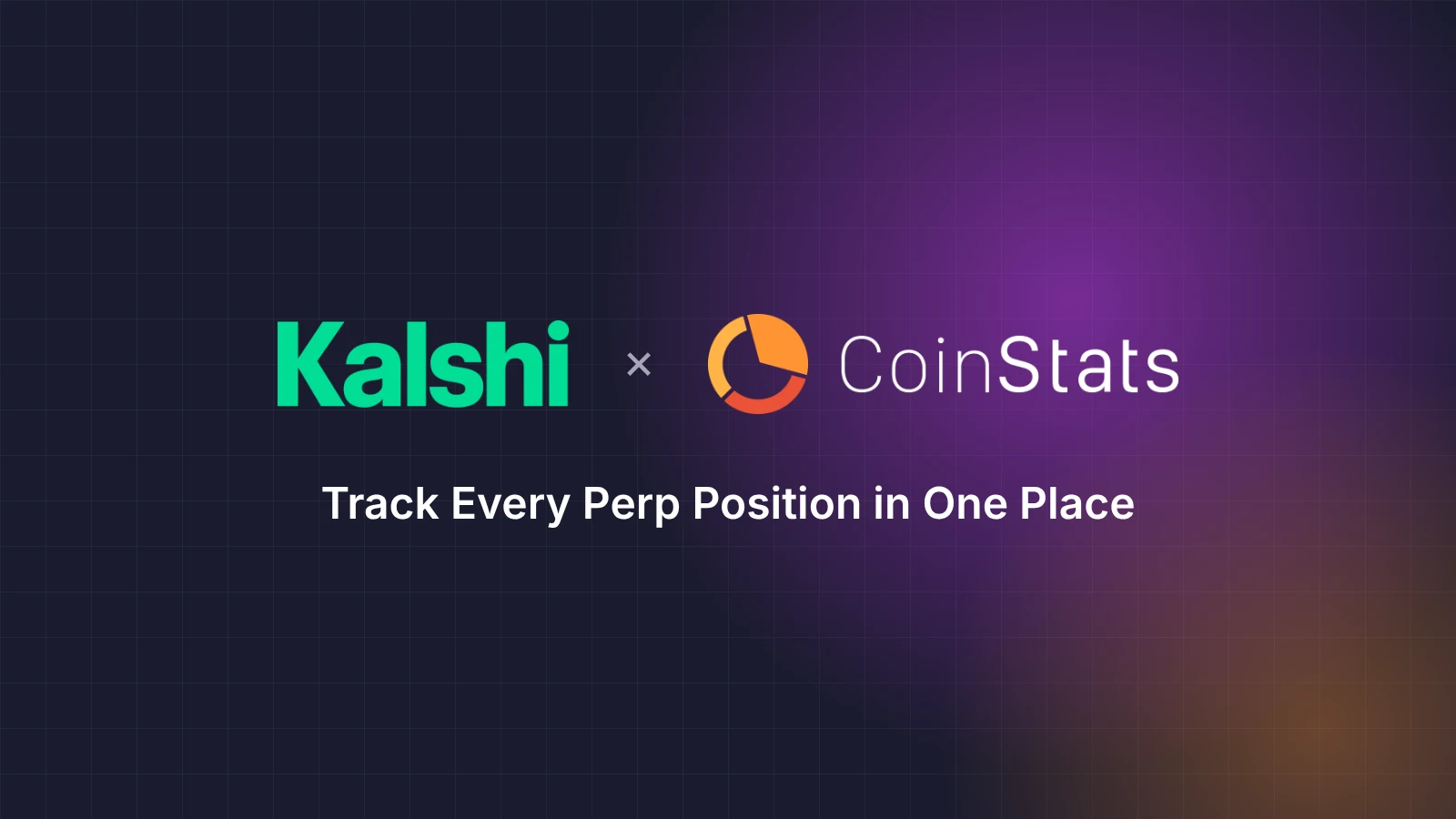 Kalshi and CoinStats logos side by side above the words Track Every Perp Position in One Place.